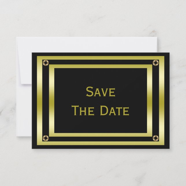 Elegant Black & Gold  Man's 70th Save The Date (Front)