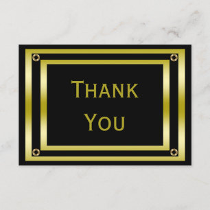 Elegant Black & Gold Man's Thank You Card