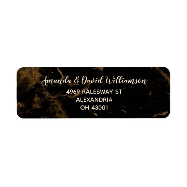 Elegant Black Gold Marble Address (Front)