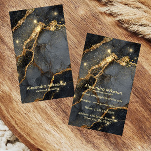 Elegant Black Gold Marble Professional Business Card
