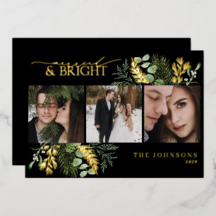 Elegant Black Gold Married & Bright Christmas 
