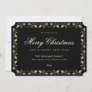 Elegant Black Gold Merry Christmas Card