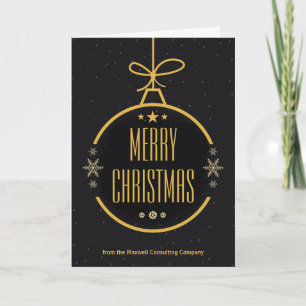 Elegant Black Gold Merry Christmas Custom Business Holiday Card