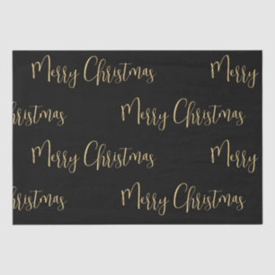 Elegant Black Gold Merry Christmas  Tissue Paper