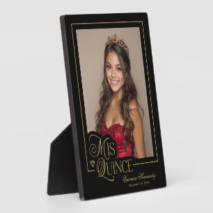 Elegant Black Gold Mis Quince Quinceañera Photo Plaque