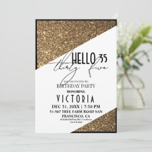 Elegant Black Gold Modern Birthday Party Invitation