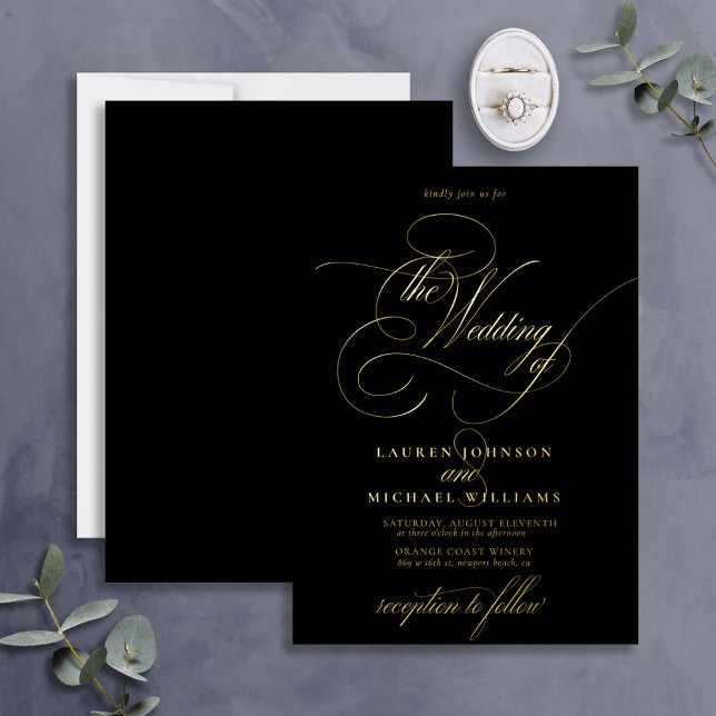 Elegant Black Gold Modern Calligraphy Wedding Foil (Creator Uploaded)