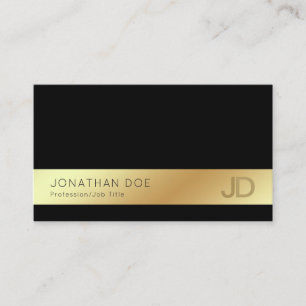 Elegant Black Gold Modern Monogram Silk Luxe Business Card