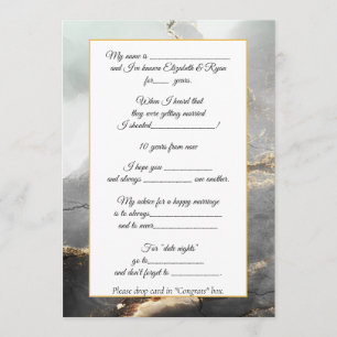 Elegant Black Gold Modern Wedding Advice Comment Card
