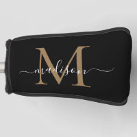 Elegant Black Gold Monogram Feminine Script Name