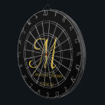 Elegant Black Gold Monogram Initial Name Custom<br><div class="desc">Elegant Black and Gold Monogram Initial Name Custom Dart Board</div>