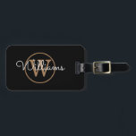 Elegant Black Gold Monogram Luggage Tag<br><div class="desc">Classic black and gold monogram luggage tag. You can personalise the name, monogram and customise the font and colours to create your own unique design. Designed by Thisisnotme©</div>