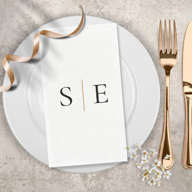 Elegant Black Gold Monogram Minimalist  Napkin (Creator Uploaded)