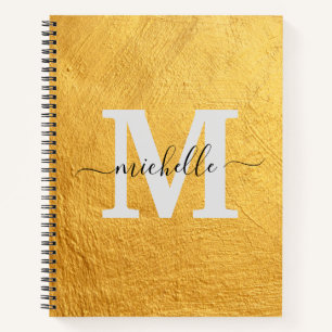 Elegant Black Gold Monogram Name  Notebook