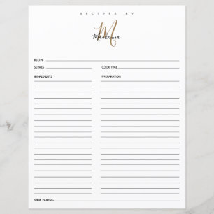 Elegant Black Gold Monogram Name Recipes By Recipe