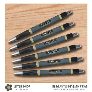Elegant Black Gold Monogram Pinstripe