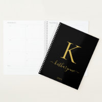 Elegant Black Gold Monogram Script Typography