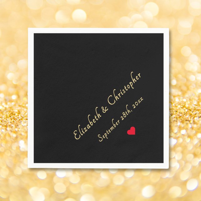 Elegant Black Gold Monogram Wedding Party Cocktail Napkin (Elegant Black Gold Monogram Wedding Party Cocktail Napkins)