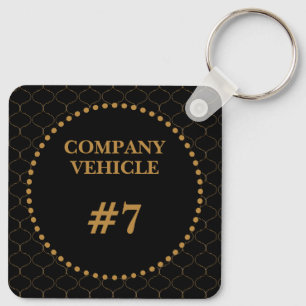 Elegant Black Gold Monogram with Custom ID Key Ring