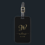 Elegant Black gold monogrammed Luggage Tag<br><div class="desc">Signature</div>