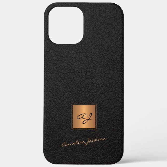 Elegant black gold monogrammed script name Case-Mate iPhone case (Back)