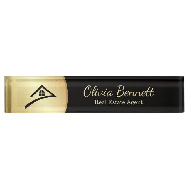 Elegant Black & Gold Nameplate (Front)