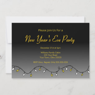 Elegant Black Gold New Year's Eve Party 2026 Invitation
