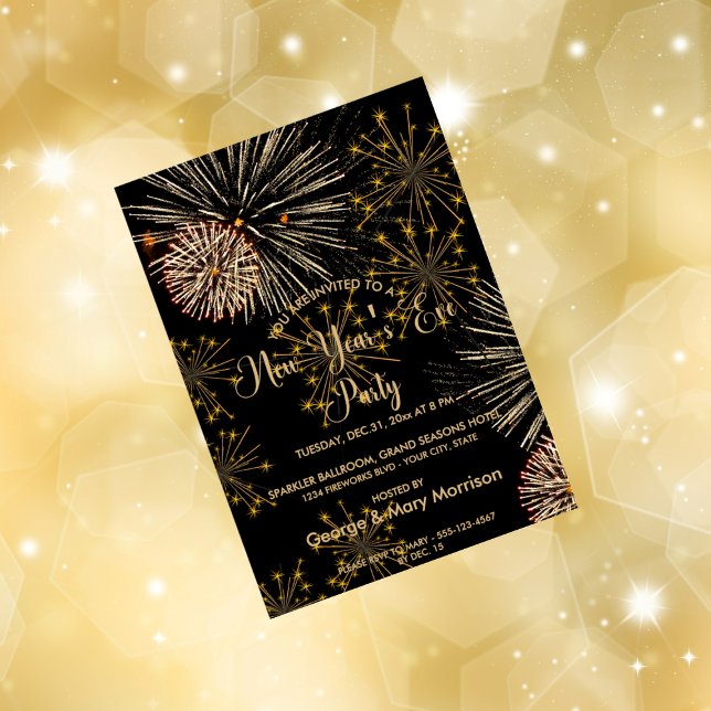 Elegant Black Gold New Year's Eve Party Invitation (Creator Uploaded)