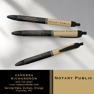 Elegant Black & Gold Notary Marketing Promotional Black Ink Pen