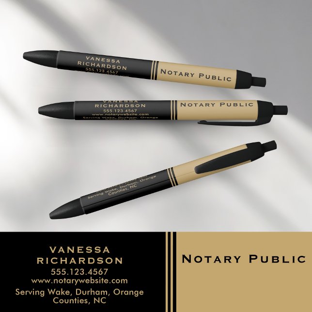 Elegant Black & Gold Notary Marketing Promotional Ink Pen (Creator Uploaded)