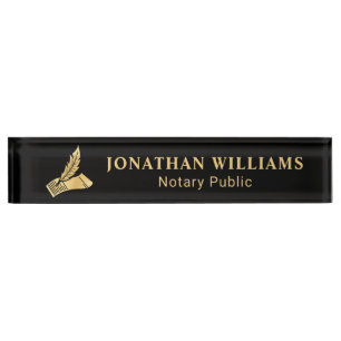 Elegant Black & Gold Notary Public Nameplate