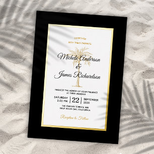 Elegant Black Gold Palm Tree Beach Wedding
