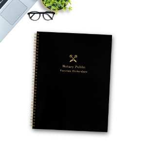 Elegant Black & Gold Pen Logo Modern Notary  Notebook