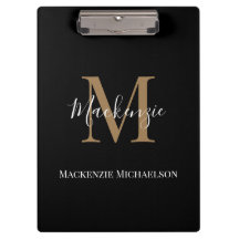 Elegant Black Gold Personalised Monogram Name  