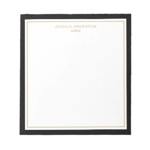Elegant Black Gold Personalised Notepad