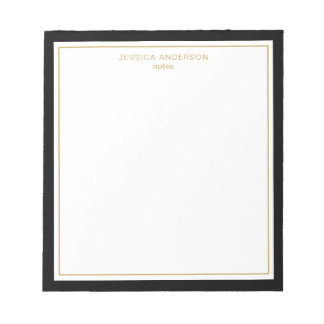 Elegant Black Gold Personalised Notepad