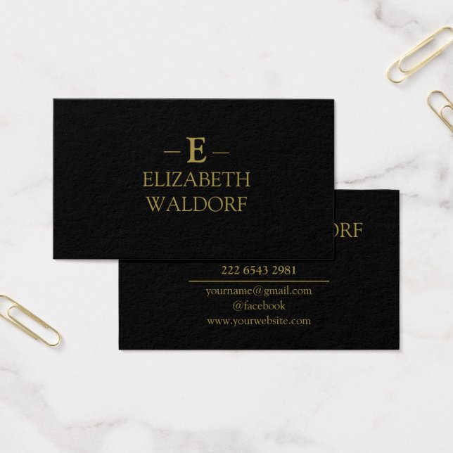 Elegant Black & Gold Personalised Profile Card (Office)