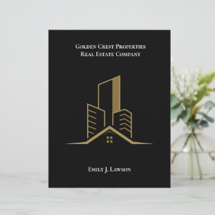 Elegant Black & Gold Personalised Realtor Custom Letterhead