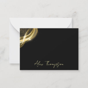 Elegant Black & Gold Personalized Note Card