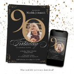 Elegant Black Gold Photo Custom 90th Birthday  Invitation<br><div class="desc">Elegant Black Gold Photo Custom 90th Birthday Invitation. And elegantly designed special birthday celebration invitation,  featuring a custom photo of birthday person and script calligraphy with vintage flourish elements. Simple enough to fit a variety of themes and colours!
Need help? Simply contact me!</div>