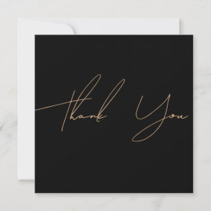 Elegant Black Gold Photo Wedding Thank You Card