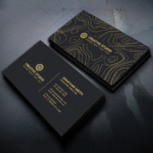 Elegant Black & Gold Photographer, Creative Studio Business Card