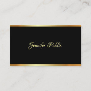 Elegant Black Gold Plain Professional Hand Script Business Card