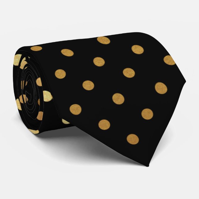 elegant black gold polka dot pattern tie (Rolled)