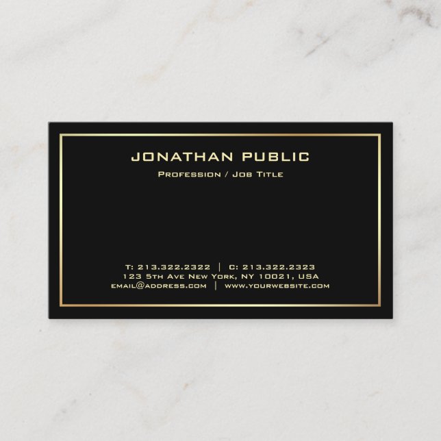 Elegant Black Gold Professional Modern Template Business Card (Front)