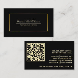 Elegant Black & Gold Professional QR Code Business Card