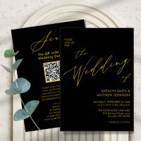 Elegant Black Gold QR Code All In One Chic Wedding