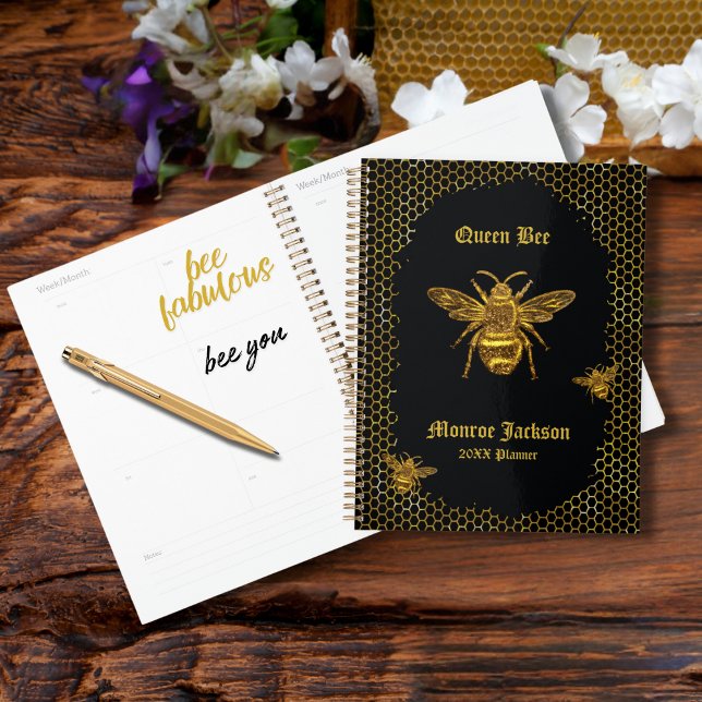 Elegant Black Gold Queen Bee Beehive Planner (Creator Uploaded)