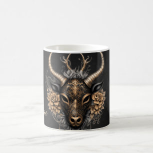 Elegant black gold reindeerhaed  coffee mug