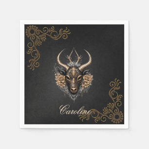 Elegant black gold reindeerhaed napkin